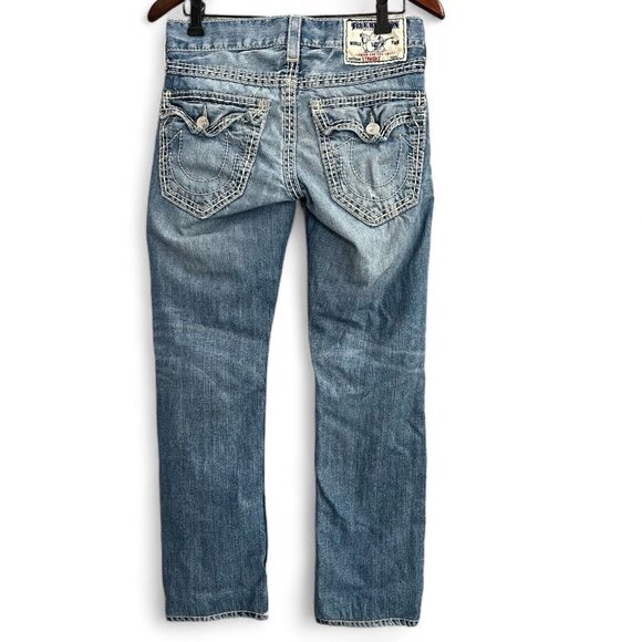 True Religion Jeans Women 27 Blue Light Wash 100% Cotton Low Rise USA Western - Picture 2 of 16